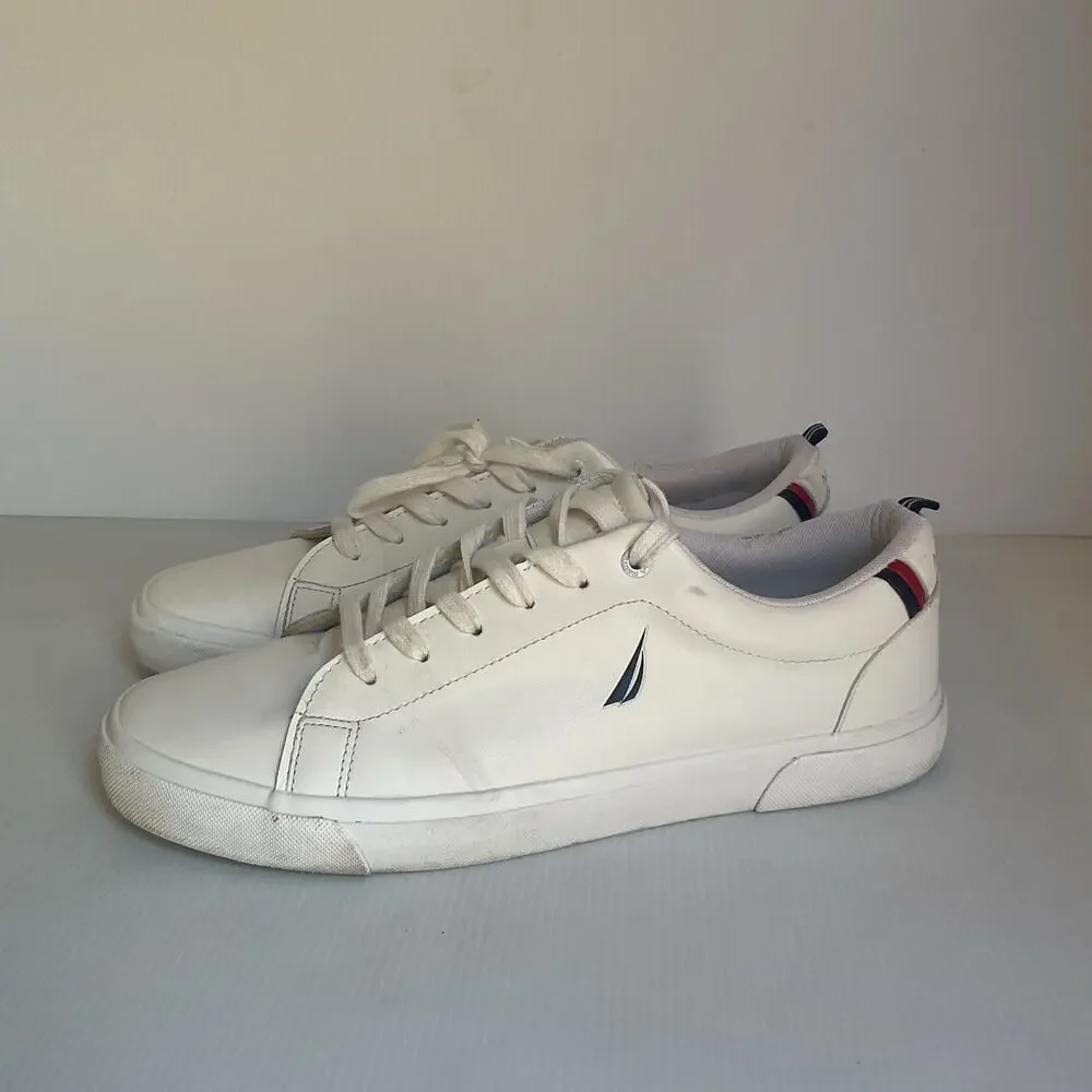 Nautica White Casual Sneakers Men Size 10.5 Lace Up Low Top Shoes